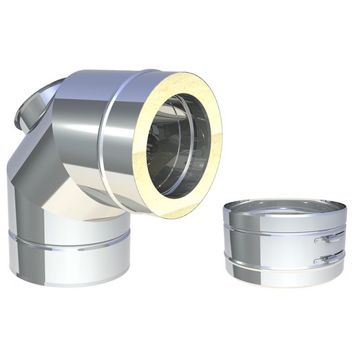 Edelstahlschornstein Jeremias DW-SILVER Winkel mit Revisionsöffnung Edelstahlschornstein Jeremias DW-SILVER