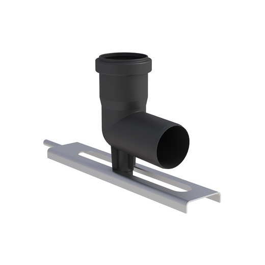 Edelstahlschornstein einwandig Jeremias EW-PPS Winkel mit Stützfuß und Auflageschiene Jeremias EW-PPS