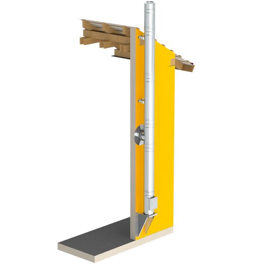 Edelstahlschornstein Jeremias DW-SILVER Montagebeispiel Edelstahlschornstein Jeremias DW-SILVER