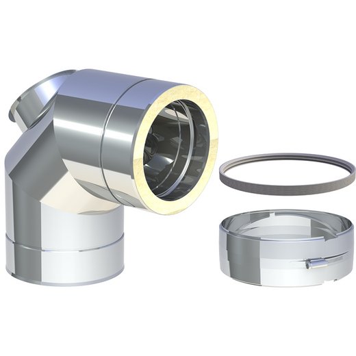 Edelstahlschornstein Jeremias DW-ECO-AL 2.0 Winkel mit Revisionsöffnung Edelstahlschornstein Jeremias DW-ECO-AL 2.0