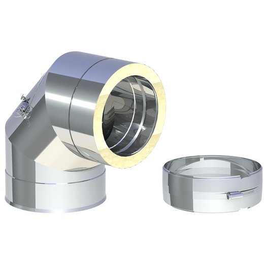 Edelstahlschornstein Jeremias DW-ECO 2.0 Winkel mit Revisionsöffnung Edelstahlschornstein Jeremias DW-ECO 2.0