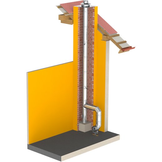Edelstahlschornstein einwandig Jeremias EW-AL-BI Montagebeispiel Jeremias EW-AL-BI