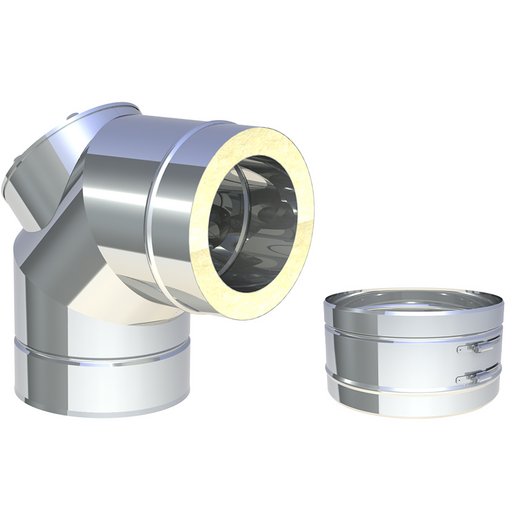 Edelstahlschornstein Jeremias DW-KL Winkel mit Revisionsöffnung Edelstahlschornstein Jeremias DW-KL