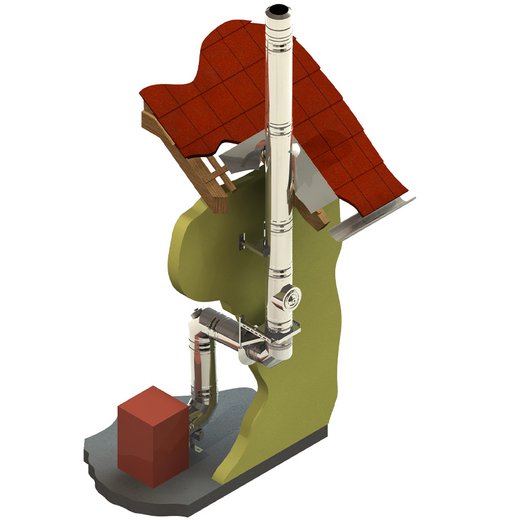 Edelstahlschornstein Jeremias DW-AL Montagebeispiel Edelstahlschornstein Jeremias DW-AL