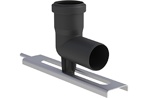 Edelstahlschornstein einwandig Jeremias EW-PPS Winkel mit Stützfuß und Auflageschiene Jeremias EW-PPS