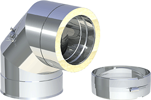 Edelstahlschornstein Jeremias DW-ECO 2.0 Winkel mit Revisionsöffnung Edelstahlschornstein Jeremias DW-ECO 2.0