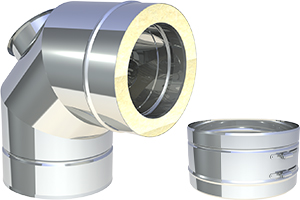 Edelstahlschornstein Jeremias DW-FU Winkel mit Revisionsöffnung Edelstahlschornstein Jeremias DW-FU